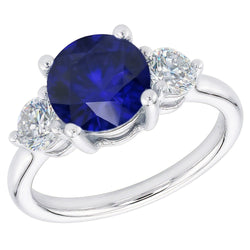 Natural Sapphire Ring 2.50ct - White Gold 14K