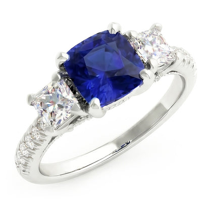 Natural Sapphire Ring 2.50ct - White Gold 14K