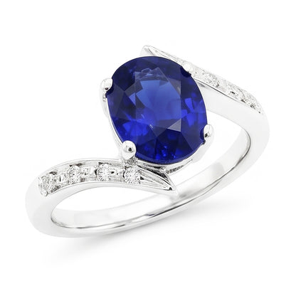 Natural Sapphire Ring 2.50ct - White Gold 14K