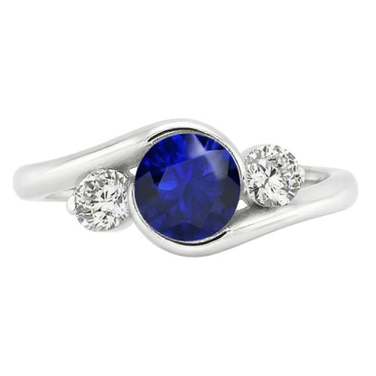 Natural Sapphire Ring 2.50ct - White Gold 14K