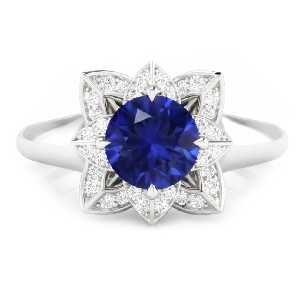 Natural Sapphire Ring 2.50ct - White Gold 14K