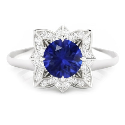Natural Sapphire Ring 2.50ct - White Gold 14K