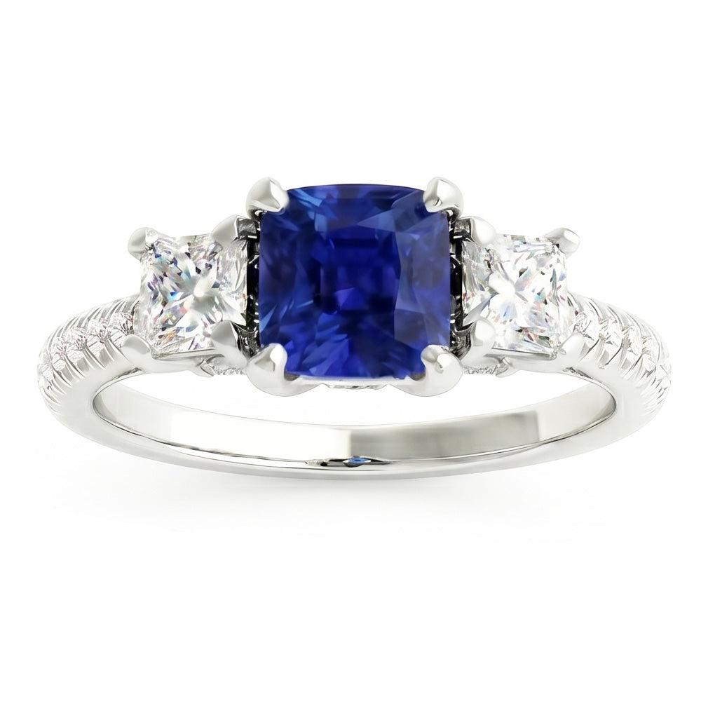 Natural Sapphire Ring 2.50ct - White Gold 14K