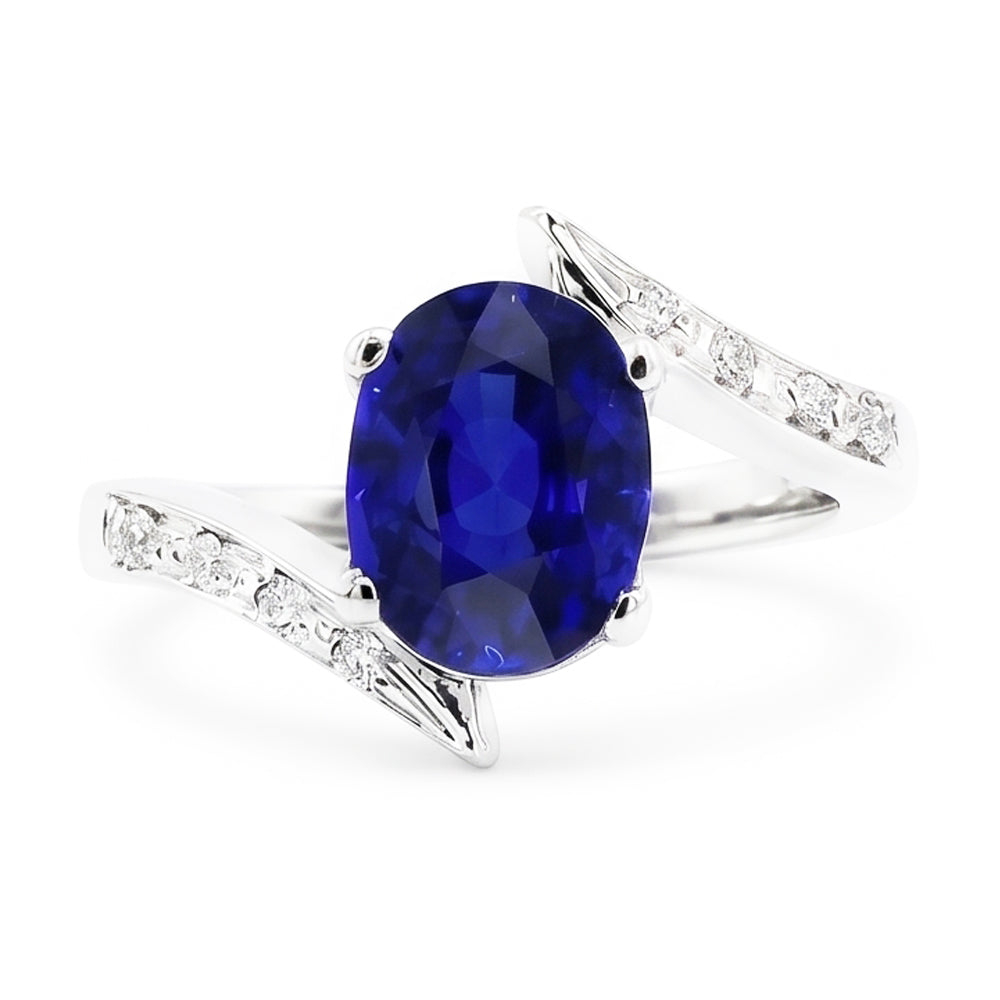 Natural Sapphire Ring 2.50ct - White Gold 14K