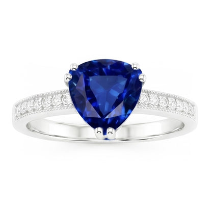 Natural Sapphire Ring 2.50ct - White Gold 14K