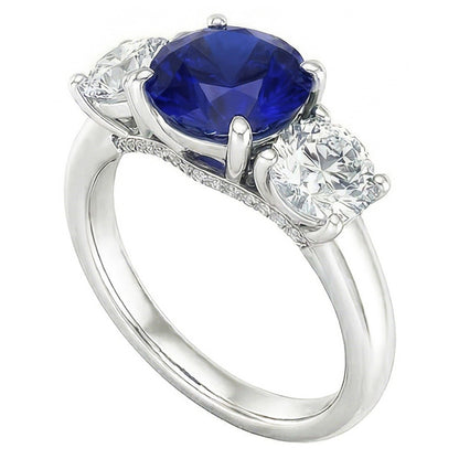 Natural Sapphire Ring 2.50ct - White Gold 14K