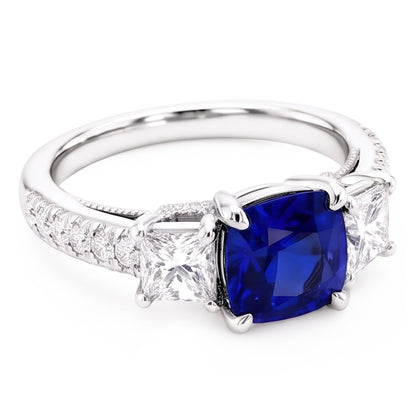Natural Sapphire Ring 2.50ct - White Gold 14K