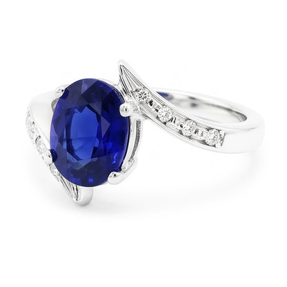 Natural Sapphire Ring 2.50ct - White Gold 14K