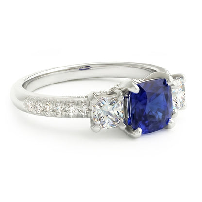 Natural Sapphire Ring 2.50ct - White Gold 14K