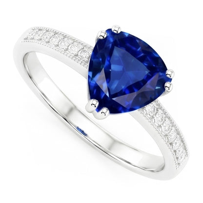 Natural Sapphire Ring 2.50ct - White Gold 14K