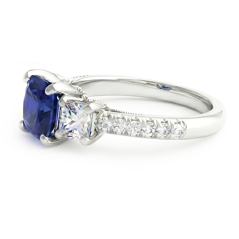 Natural Sapphire Ring 2.50ct - White Gold 14K