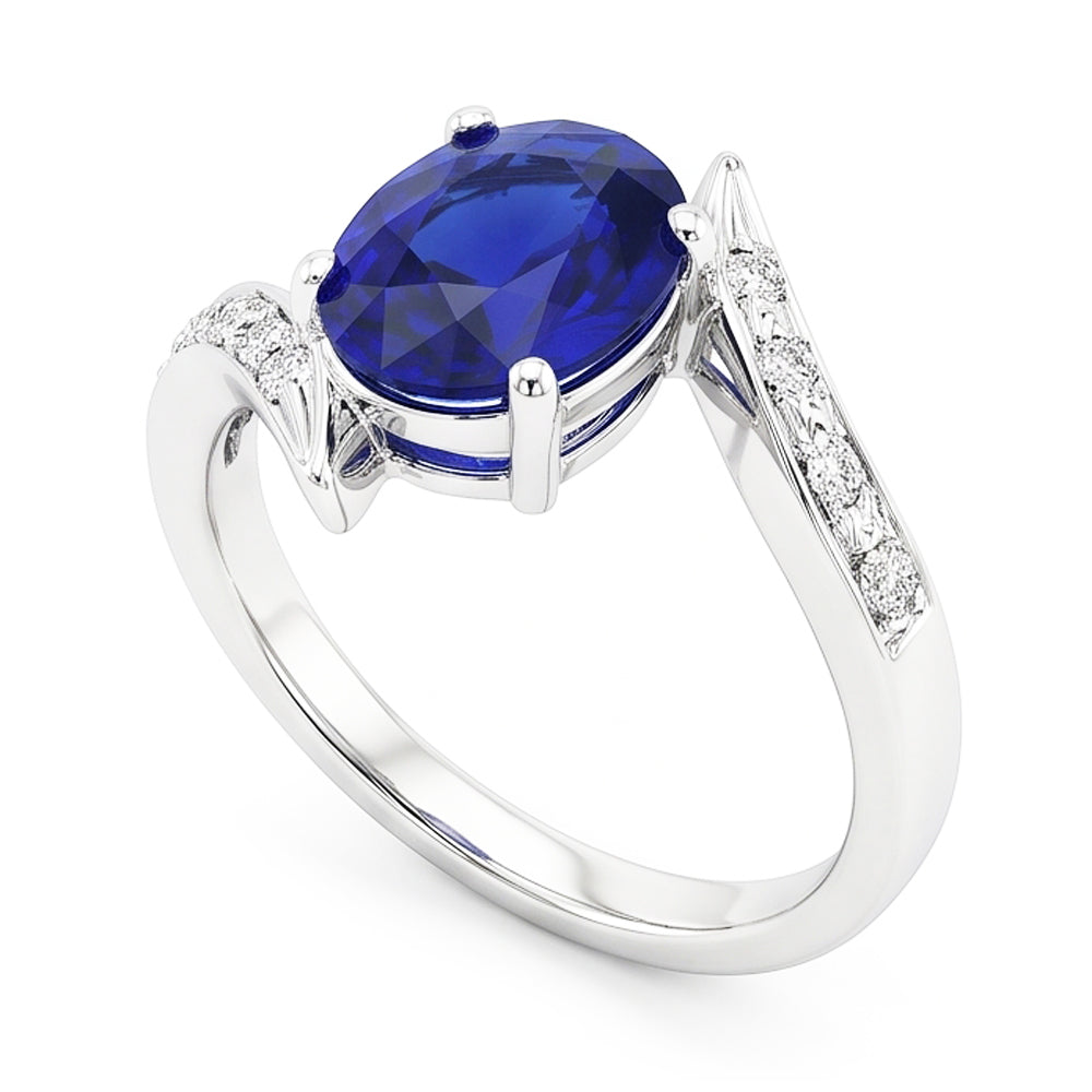 Natural Sapphire Ring 2.50ct - White Gold 14K