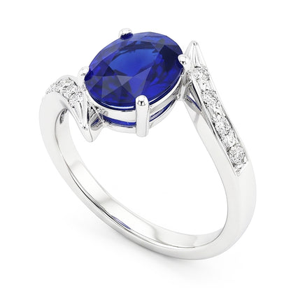 Natural Sapphire Ring 2.50ct - White Gold 14K