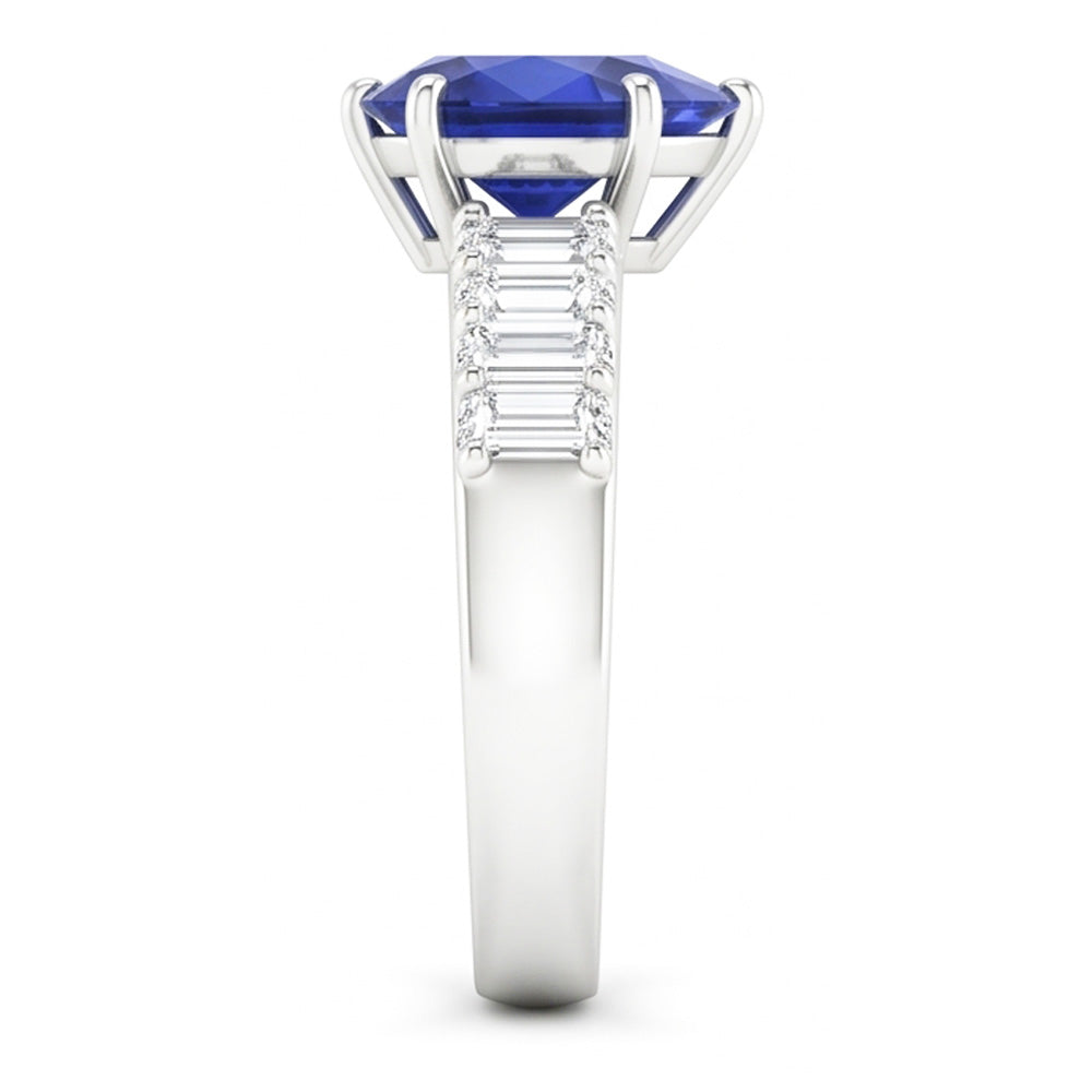 Natural Sapphire Ring 2.50ct - White Gold 14K