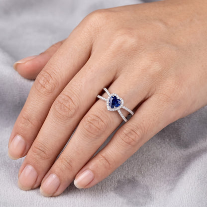 Natural Sapphire Ring 2.50ct - White Gold 14K