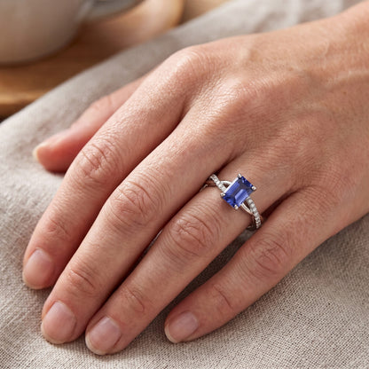 Natural Sapphire Ring 2.50ct - White Gold 14K