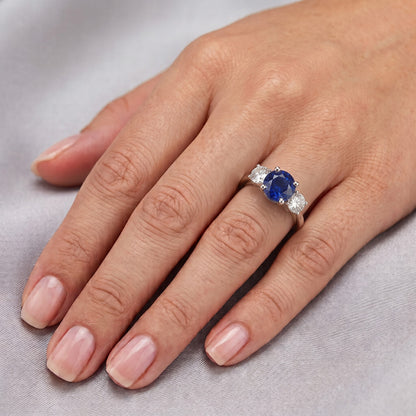 Natural Sapphire Ring 2.50ct - White Gold 14K