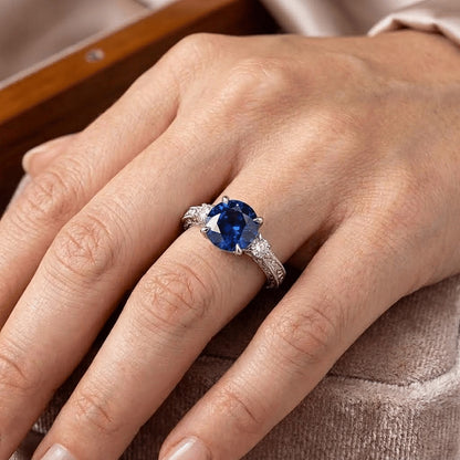 Natural Sapphire Ring 2.50ct - White Gold 14K