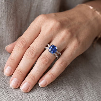 Natural Sapphire Ring 2.75ct - White Gold 14K