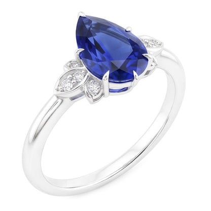 Natural Sapphire Ring 2ct - White Gold 14K