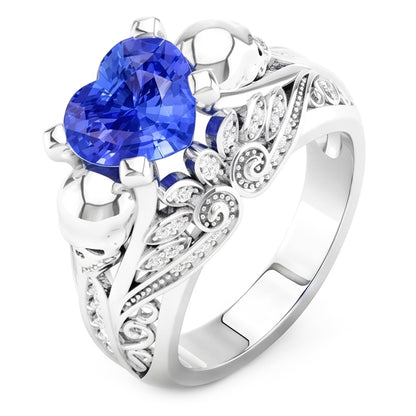 Natural Sapphire Ring 2ct - White Gold 14K