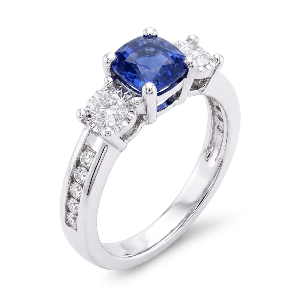 Natural Sapphire Ring 2ct - White Gold 14K