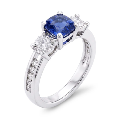Natural Sapphire Ring 2ct - White Gold 14K
