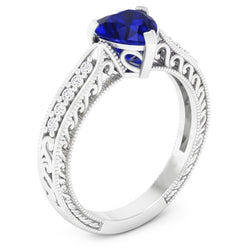 Natural Sapphire Ring 2ct - White Gold 14K