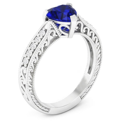 Natural Sapphire Ring 2ct - White Gold 14K