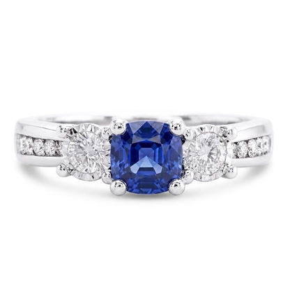 Natural Sapphire Ring 2ct - White Gold 14K