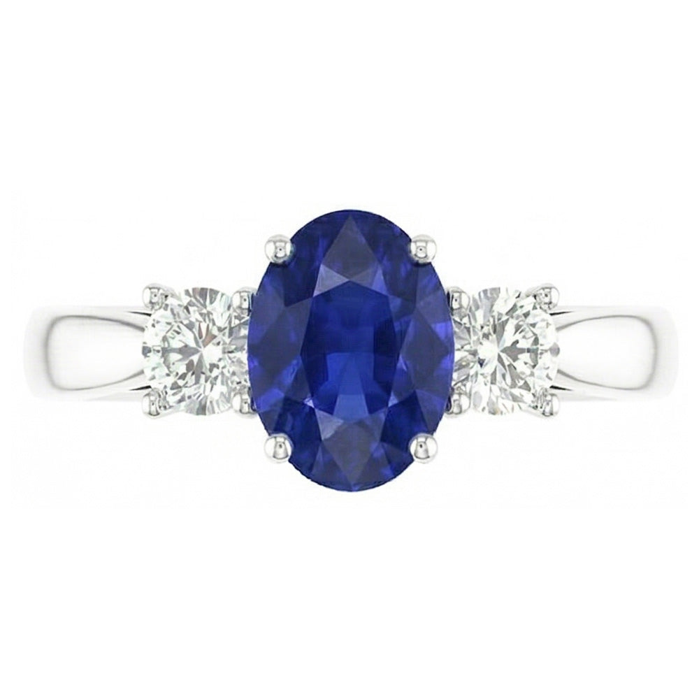 Natural Sapphire Ring 2ct - White Gold 14K