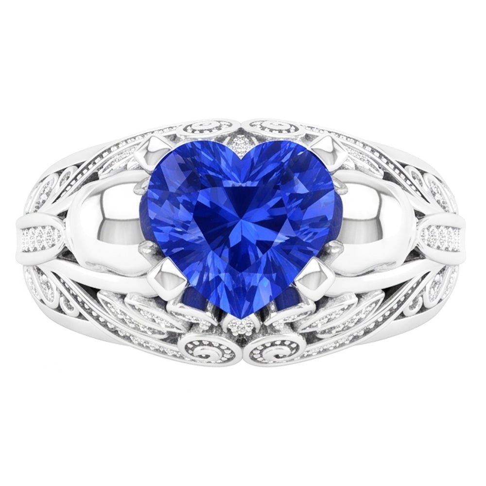 Natural Sapphire Ring 2ct - White Gold 14K