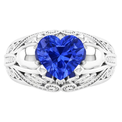 Natural Sapphire Ring 2ct - White Gold 14K