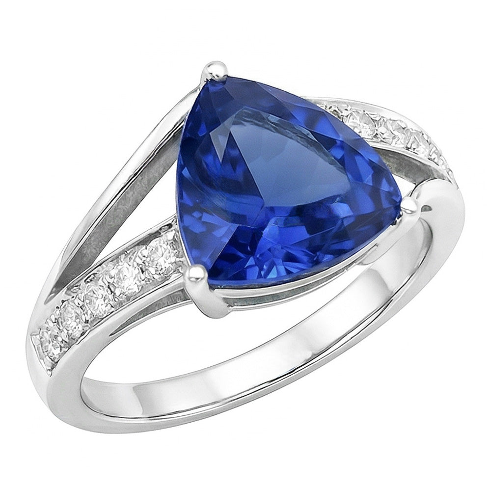 Natural Sapphire Ring 2ct - White Gold 14K