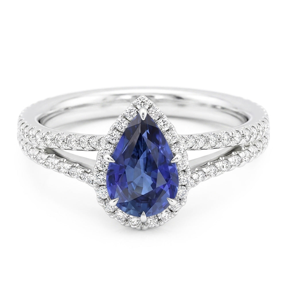 Natural Sapphire Ring 2ct - White Gold 14K