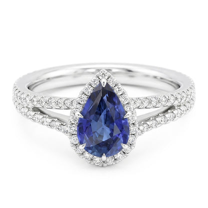 Natural Sapphire Ring 2ct - White Gold 14K
