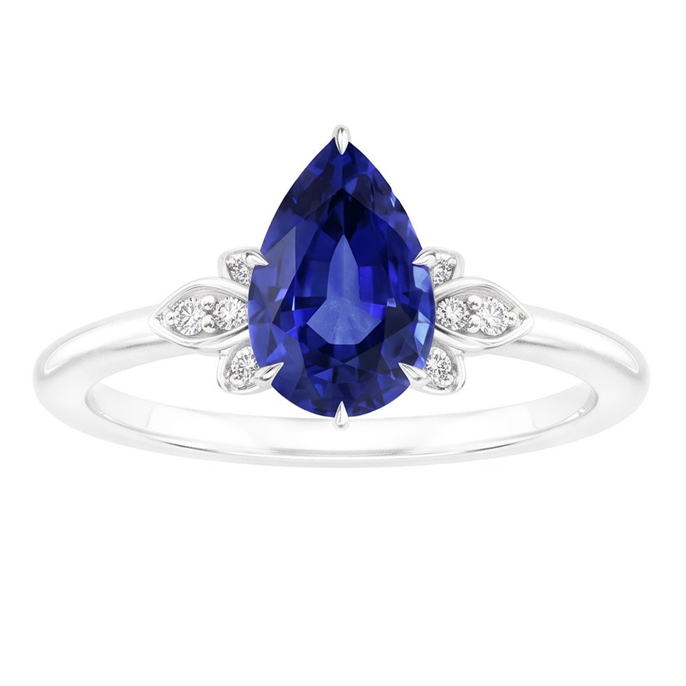 Natural Sapphire Ring 2ct - White Gold 14K