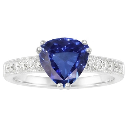 Natural Sapphire Ring 2ct - White Gold 14K