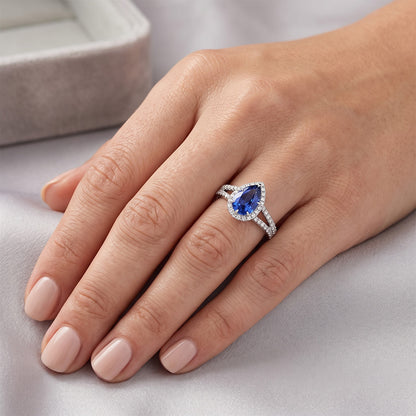 Natural Sapphire Ring 2ct - White Gold 14K