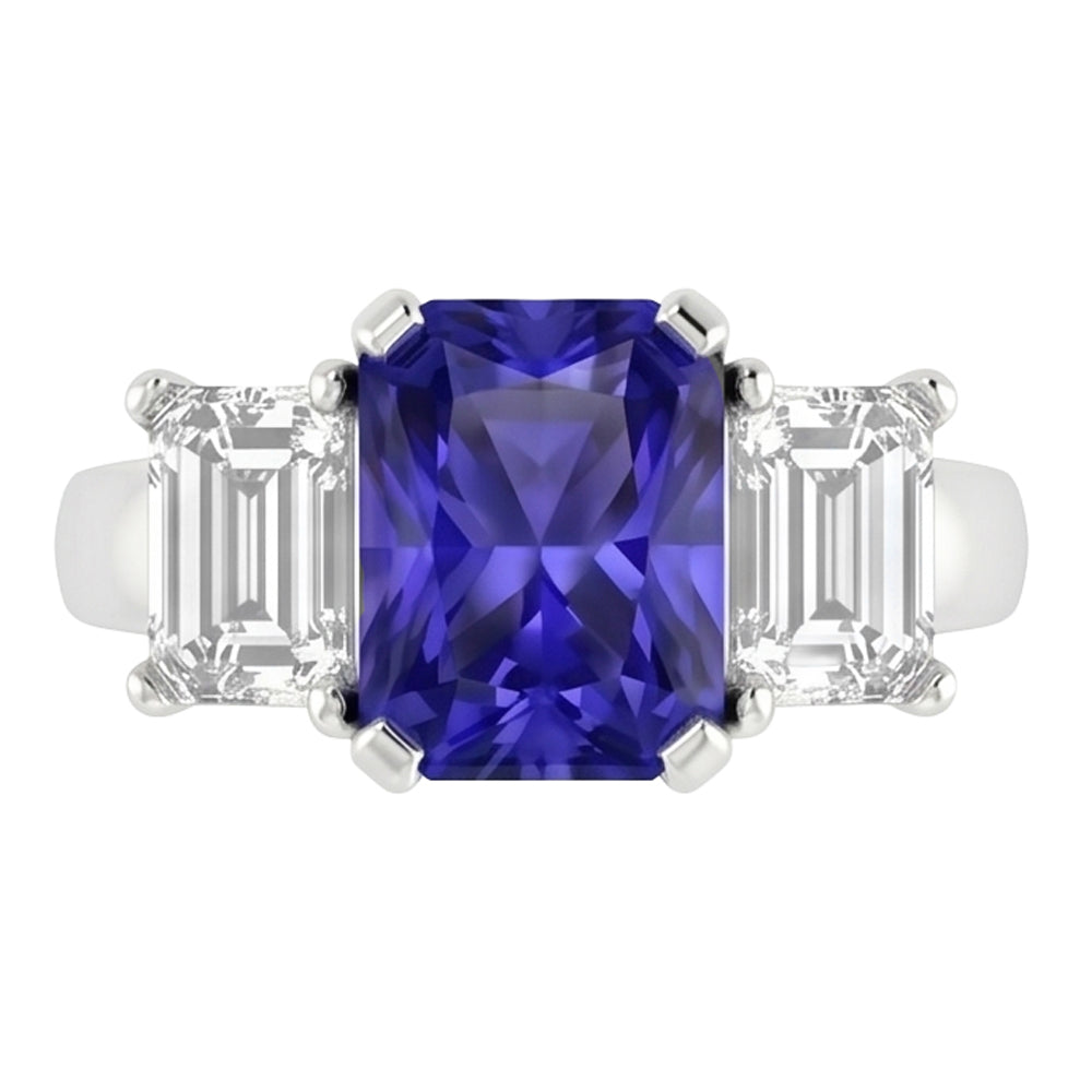 Natural Sapphire Ring 2ct - White Gold 14K