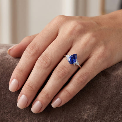 Natural Sapphire Ring 2ct - White Gold 14K