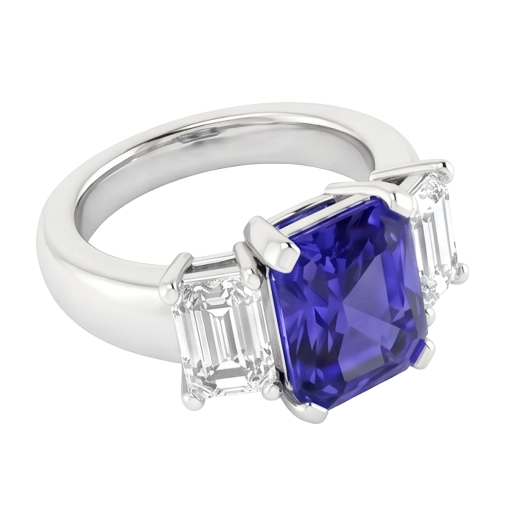 Natural Sapphire Ring 2ct - White Gold 14K