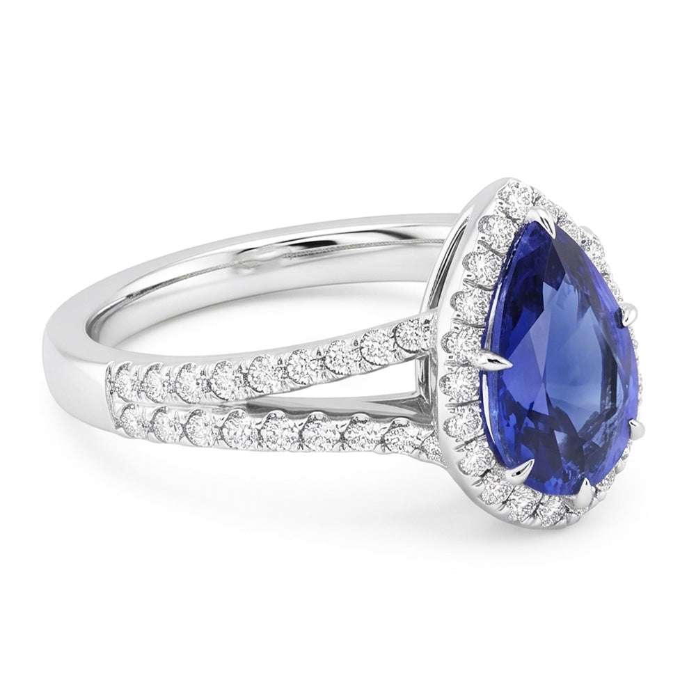 Natural Sapphire Ring 2ct - White Gold 14K