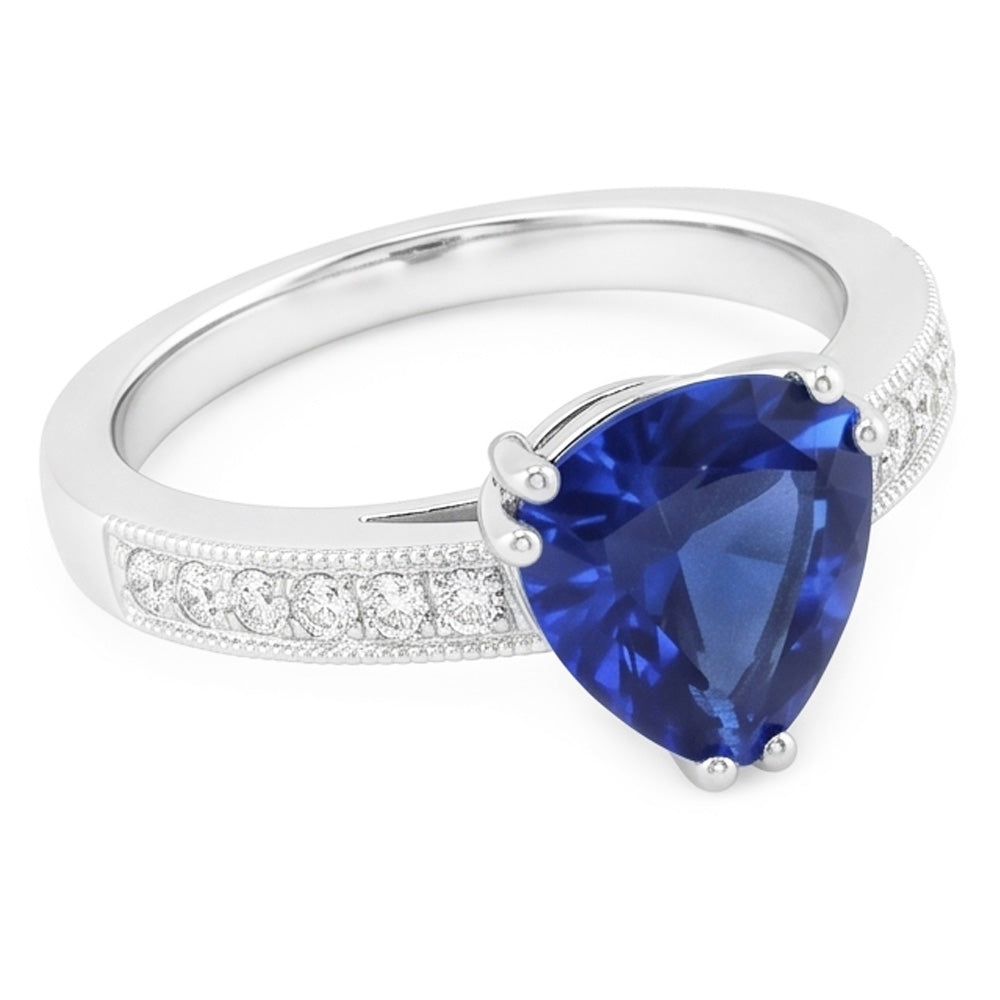 Natural Sapphire Ring 2ct - White Gold 14K