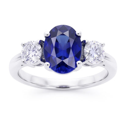 Natural Sapphire Ring 2ct - White Gold 14K