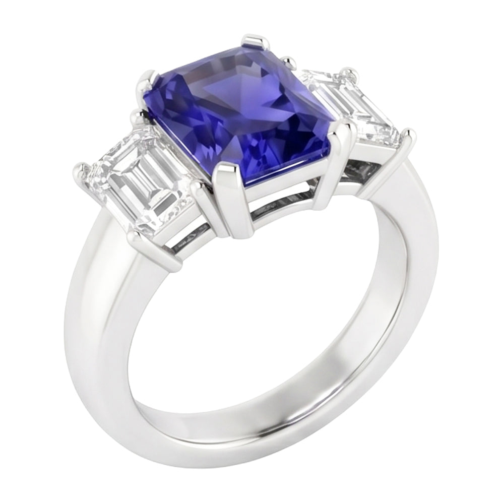 Natural Sapphire Ring 2ct - White Gold 14K