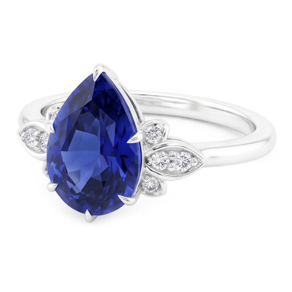 Natural Sapphire Ring 2ct - White Gold 14K