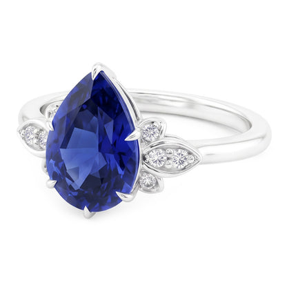 Natural Sapphire Ring 2ct - White Gold 14K