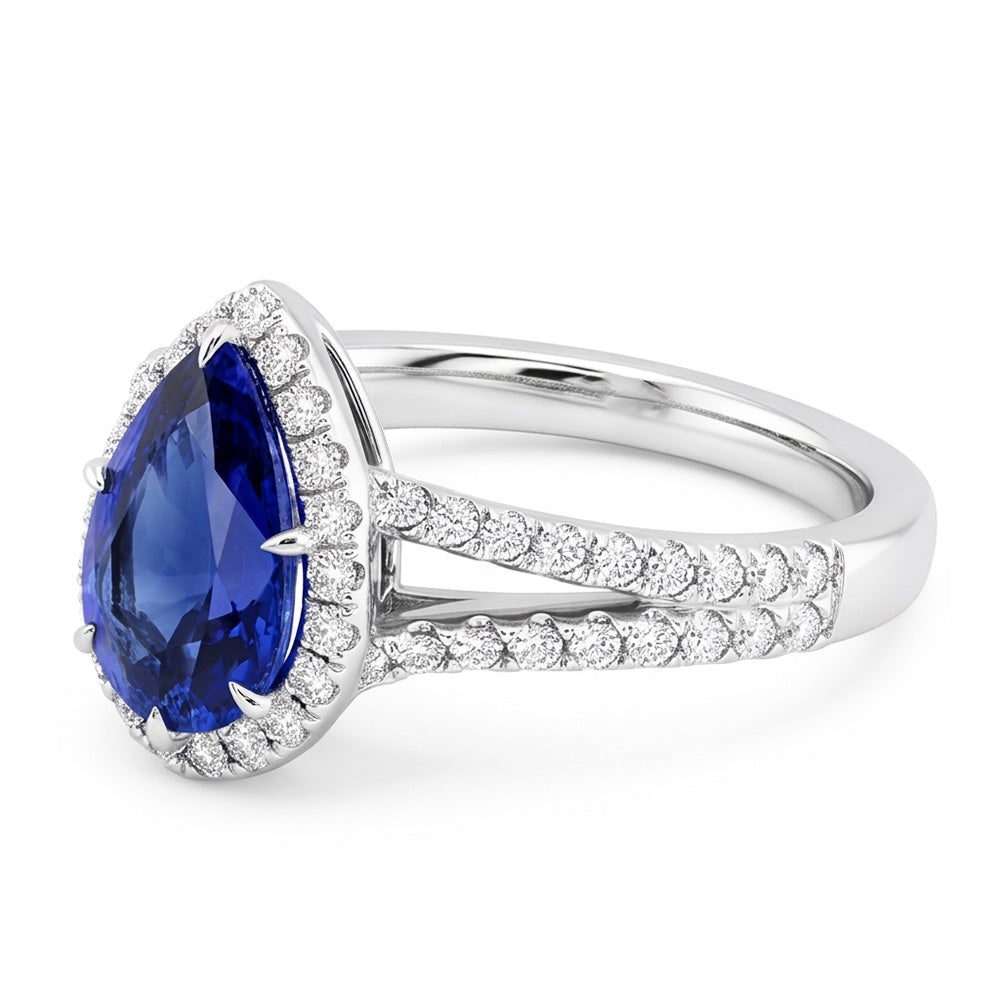 Natural Sapphire Ring 2ct - White Gold 14K