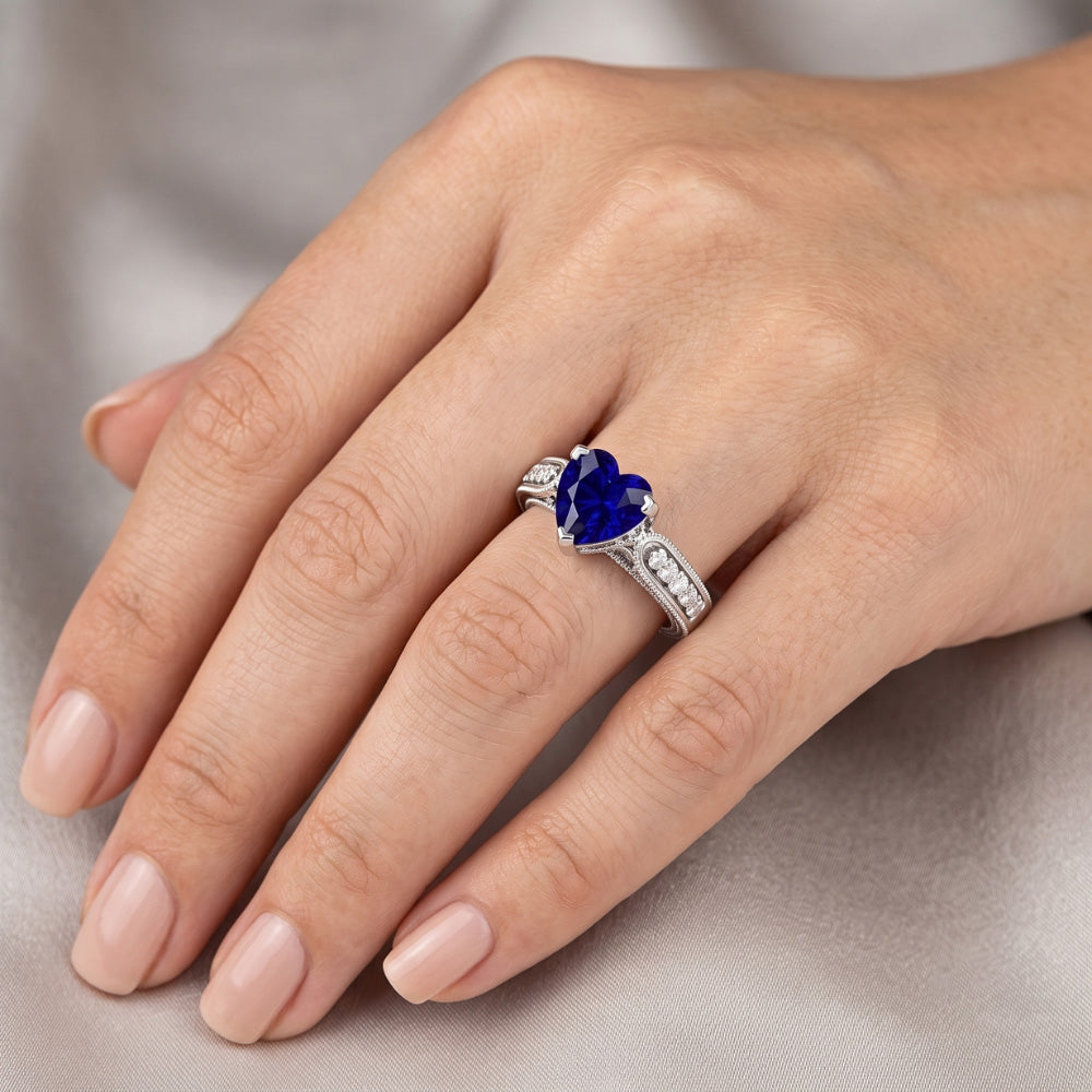Natural Sapphire Ring 2ct - White Gold 14K